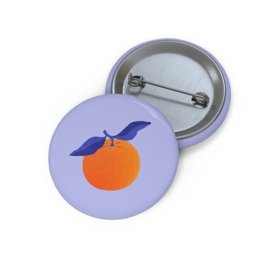 Custom Pin Buttons - Orange with Purple Leaves Design for Jackets and Bags